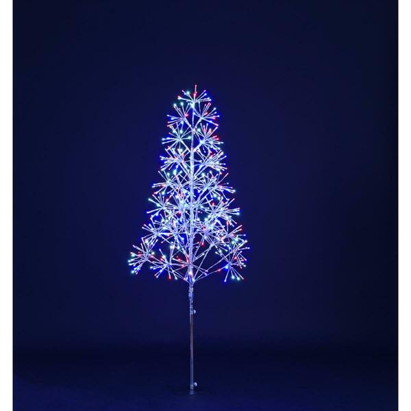 Queens Of Christmas 5 ft. Silver Tree - Red, White, Blue LED-TR3D05-LRWB